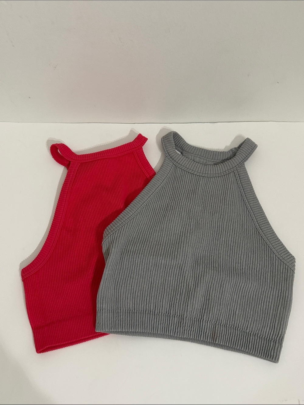 aerie Womens Ribbed Halter Tank Top Bundle of 2 Small Gray Pink